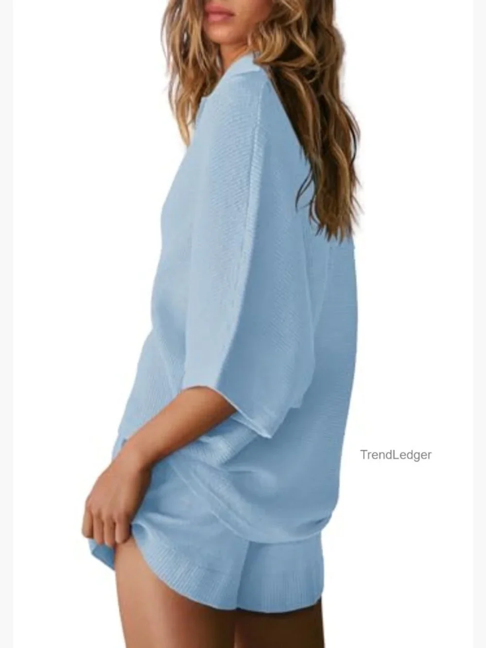 Womens Lounge Set Oversized Summer Sweater Matching Shorts Travel Outfits